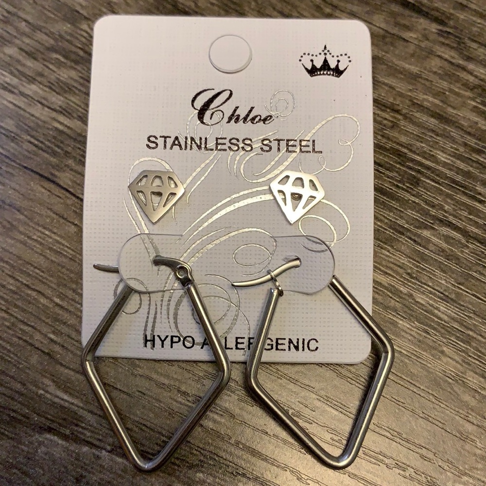 Stainless Steal 2pc 💎Hoop Earring Set